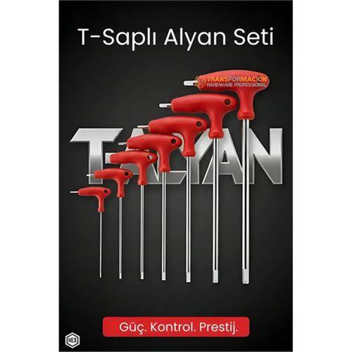 Profesyonel T-Saplı Alyan Seti | 7 Parça CR-V Çelik Hex Uçlu Güç Serisi