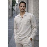 Sartre Apaş Yaka Tek Cepli İnce Modal Kumaş Uzun Kollu Yazlık Gömlek - Bej