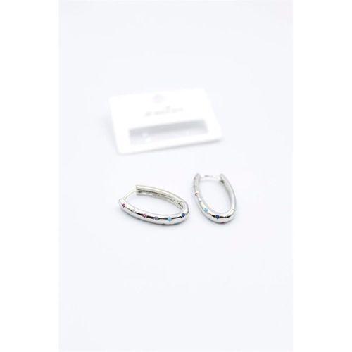 Oval Taşlı Küpe - Gümüş