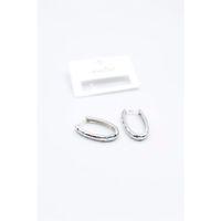 Oval Taşlı Küpe - Gümüş