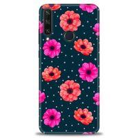 Huawei Y6P Kılıf HD Baskılı Kılıf - Puantiye ve Çiçekler + Tam Ekran Koruyucu