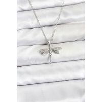 316L Çelik Zincir Gümüş Renk Yusufçuk Model Zirkon Taşlı Kadın Kolye