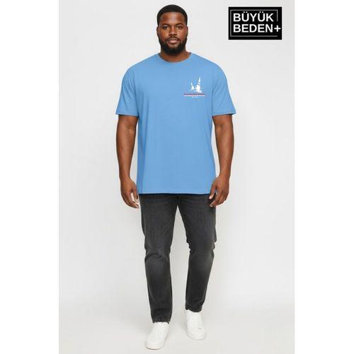 Erkek Büyük Beden Yelken Baskılı 3xl-6xl Bisiklet Yaka Tshırt SPR26BTS510-11