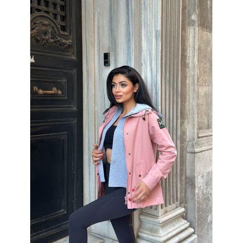 Kadın Ek Parça Kapüşon Kol Arma Detay Gabardin Ceket