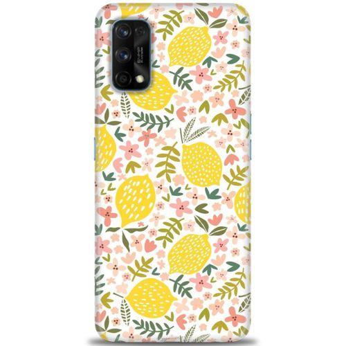 Realme 7 Pro Kılıf HD Baskılı Kılıf - Limon ve Çiçekler + Tam Ekran Koruyucu