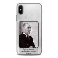 Apple Iphone X Kılıf Atatürk (1) Kılıfı Açık Gri