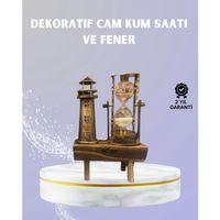 Ahşap Kum Saati Ve Deniz Feneri Figürü Bir Arada – Ev & Ofis Dekorasyonu