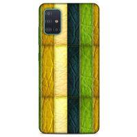 Samsung Galaxy A51 Kılıf Patchwork (37) Silicone Cover Sarı Lacivert