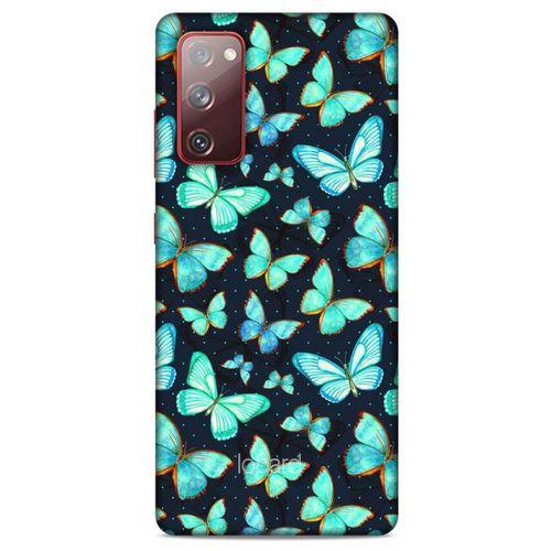 Samsung Galaxy S20 Fe Kılıf Kelebek Etkisi (12) Koruyucu Silikon Beyaz Mavi