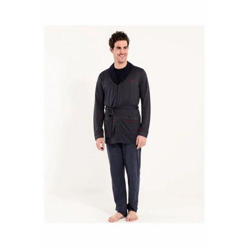 Erkek Lacivert Robdeşambr Pijama Damat Seti 12004 Us 3'lü