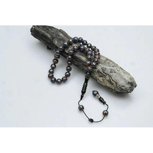 Oltu Taşı Çift Renk Damla Karpuz İşlemeli Tespih