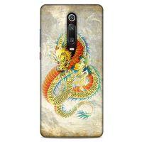 Xiaomi Redmi K20 Pro Kılıf Dragons (21) Koruyucu Kapak Ejderha Dövme Sarı