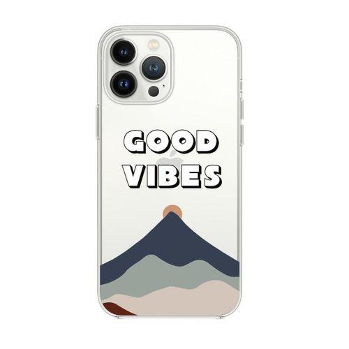 iPhone 13 Pro Max Good Vibes Desenli Premium Silikonlu Şeffaf Telefon Kılıfı