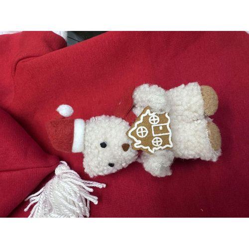 Snow Bear Kırmızı Xmas Köpek Kıyafeti | Kapüşonlu Polar Noel Sweatshirt | Küçük Irklar İçin