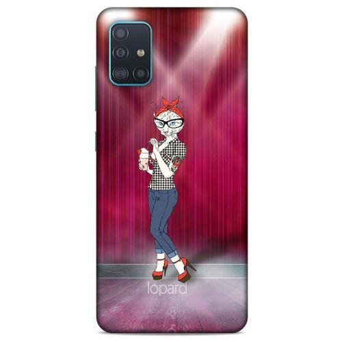 Samsung Galaxy A51 Kılıf FunnyMaX (50) Shockproof Kılıf Koyu Pembe Kedi