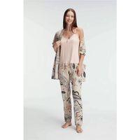 İp Askılı V Yaka Viskon Çiçek Desenli Yazlık Dantel Detaylı Pijama Sabahlık Takımı