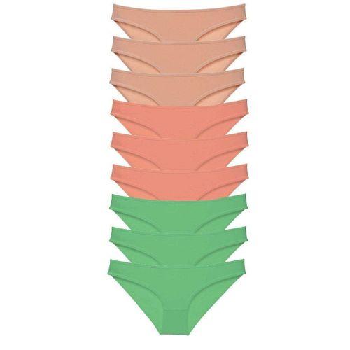 9 Adet Süper Eko Set Likralı Kadın Slip Külot Ten Pudra Yeşil