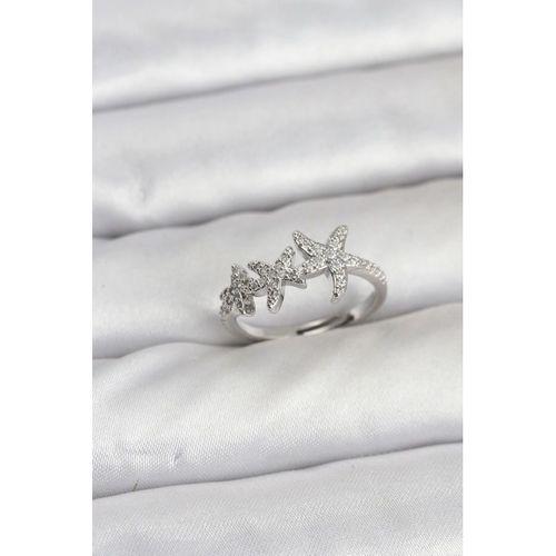 Pirinç Yıldız Model Gümüş Renk Kadın Yüzük