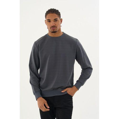 Süperlife Erkek Gri Bisiklet Yaka Ribanalı Regular Fit Sweatshirt spr26swk930