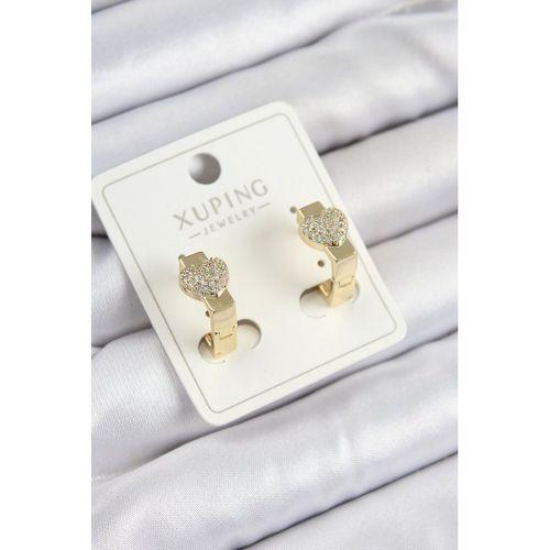 Xuping Zirkon Taşlı Kalp Model Gold Renk Kadın Küpe