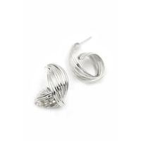 Metal Kıvrımlı Küpe - Gümüş