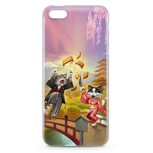 Apple iPhone SE Kılıf Geyşa Kediler Arka Kapak Koruma Desenli Full Koruyucu