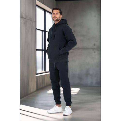 Şardonlu Kanguru Cepli Sweatshirt - 3 İplik Şardonlu Lastik Paça Erkek Eşofman Altı- Eşofman Takımı - Yeni Füme