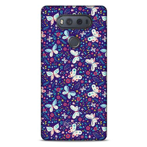 LG K61 Kılıf Kelebek Etkisi (3) Kapak Kırmızı Lacivert