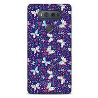 LG K61 Kılıf Kelebek Etkisi (3) Kapak Kırmızı Lacivert