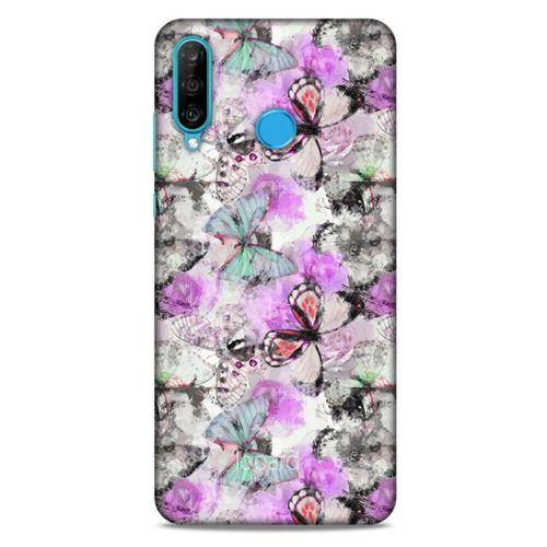 Huawei P30 Lite Kılıf Kelebek Etkisi (15) Antişok Kılıf Mor Beyaz