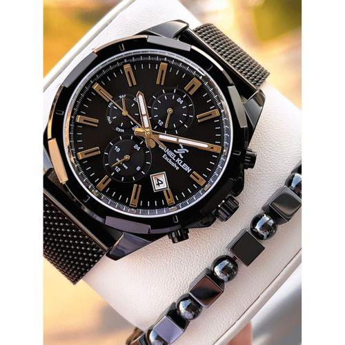 Daniel Klein Erkek Kol Saati 30 Metre Suya Dayanıklı Çelik Kordon + Bileklik Hediyeli  VS.BLKT.0686