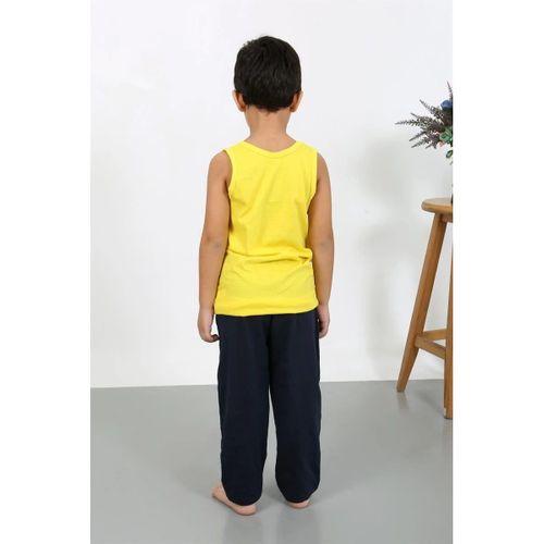 Erkek Çocuk Sıfır Kol Penye Pijama Takım Sarı