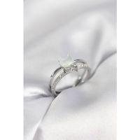 Gümüş Renk Sedefli Kedi Model Fiyonklu Zirkon Taşlı Kadın Yüzük