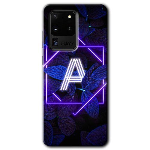 Samsung Galaxy S20 Ultra Kılıf HD Desen Baskılı Arka Kapak - Dark Neon Yaprak A Harfi