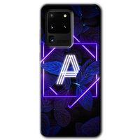 Samsung Galaxy S20 Ultra Kılıf HD Desen Baskılı Arka Kapak - Dark Neon Yaprak A Harfi