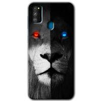 Potkal Hediye Fabrikası Samsung Galaxy M30s Kılıf HD Desen Baskılı Arka Kapak - Fire and Ice Lion