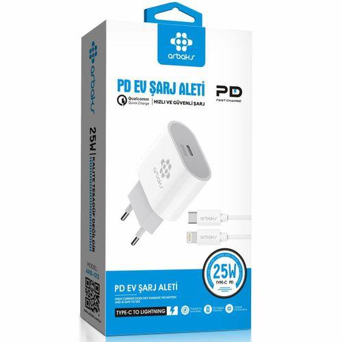 25W PD QC3 TYPE-C To İphone Şarj Aleti Arbaks ARB-013L