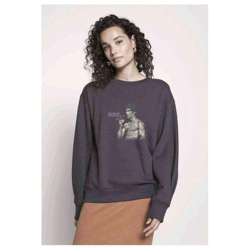Bruce Lee Baskılı Füme Antrasit Kadın Sweatshirt