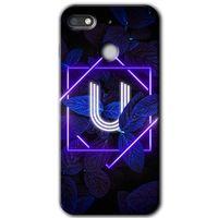 General Mobile GM 8 Go HD Baskılı Kılıf + 9D Tam Ekran Koruyucu - Dark Neon Yaprak U Harfi