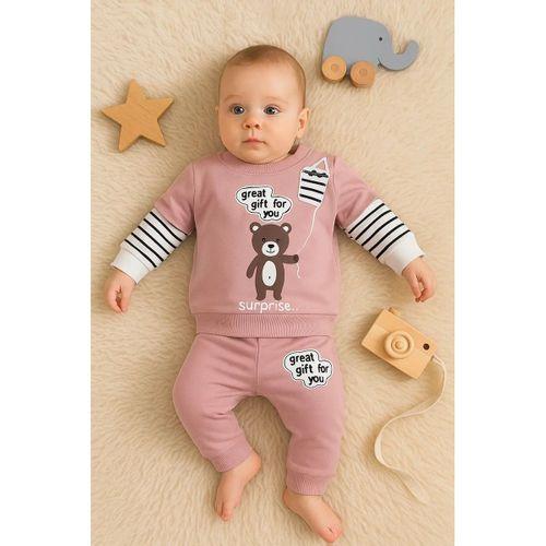 Gift For You Desenli 2'li % 100 Pamuk Kız Bebek Takımı