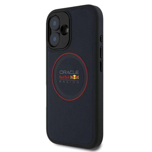 Apple iPhone 16 Plus Kılıf Redbull Orjinal Lisanslı M-safe Şarj Özellikli Kırmızı Halka ve Logo Kabartmalı PU Deri Kapak