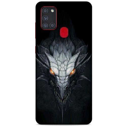 Samsung Galaxy A21s Kılıf Dragons (13) Silikon Kap Gri Ejderha