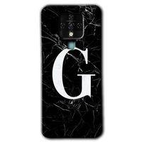 MRCİLETİSİM Tecno Camon 16 Kılıf HD Desen Baskılı Arka Kapak+Temperli Cam - Siyah Mermer Desenli G Harfi