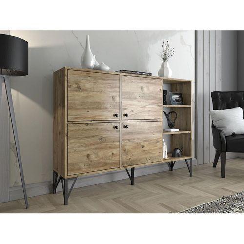 Wood'n Love Zeta 140 Cm Metal Ayaklı Konsol - Atlantik Çam / Siyah