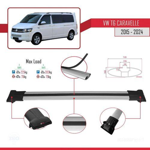 Volkswagen Caravelle (T6) 2015 ve Sonrası ile uyumlu FLY Model Ara Atkı Tavan Barı GRİ 3 ADET BAR