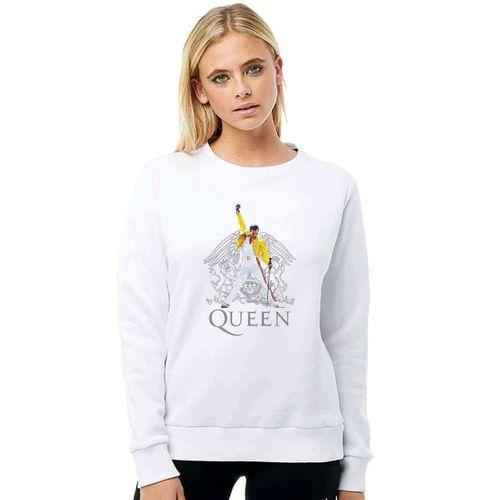 Mercury Queen Music Baskılı Beyaz Kadın Sweatshirt