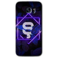 Galaxy S7 Edge Kılıf HD Desen Baskılı Arka Kapak - Dark Neon Yaprak Ş Harfi + Kırılmaz Cam