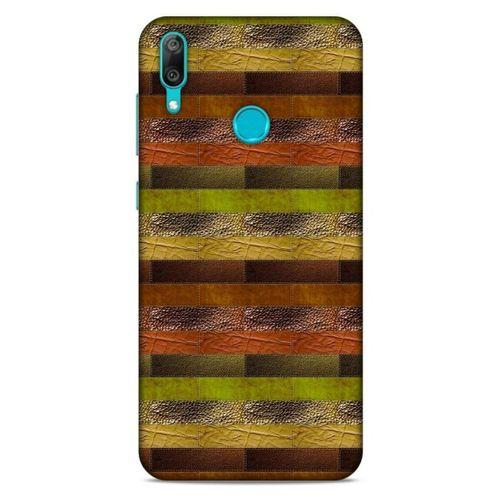 Huawei Y7 Prime 2019 Kılıf Patchwork (48) Bumper Kılıf Kahve Yeşil