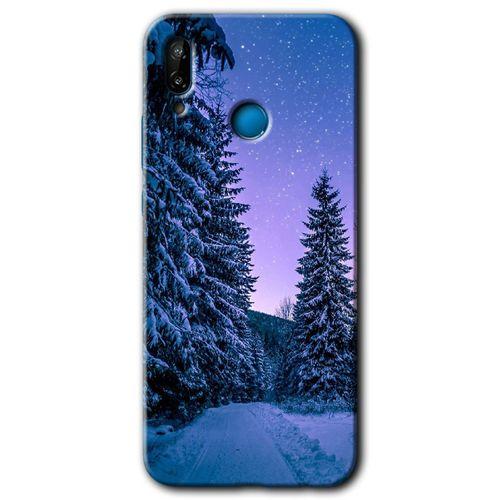 Huawei P20 Lite Kılıf Kapak - Kış Manzarası +Hayalet Ekran Yandan Gözükmez