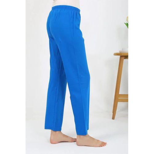 Kadın Penye Düz Tek Alt Pijama Mavi